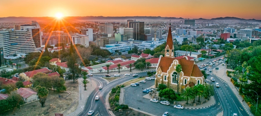 vue sur la capitale windhoek namibie